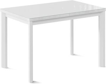 Кухонный стол раскладной Кубика Нагано-1G (ноги металлические белые, стекло cristal/белый цемент) в Тюмени