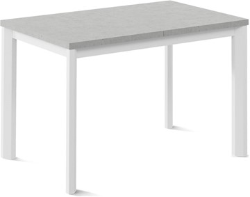 Обеденный раздвижной стол Кубика Нагано-1L (ноги металлические белые, светлый цемент) в Тюмени