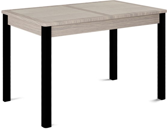 Кухонный стол раскладной Ницца-1 ПЛ (ноги черные, плитка бежевая/лофт) в Тюмени - изображение