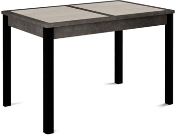 Обеденный раздвижной стол Кубика Ницца-1 ПЛ (ноги черные, плитка бежевая/серый камень) в Тюмени