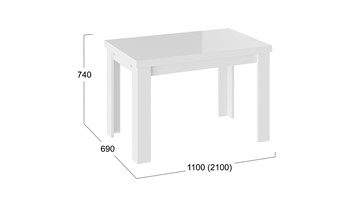 Кухонный стол раздвижной Норман тип 1, цвет Белый/Стекло белый глянец в Ишиме - предосмотр 2
