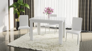 Кухонный стол раздвижной Норман тип 1, цвет Белый/Стекло белый глянец в Тюмени - предосмотр 4