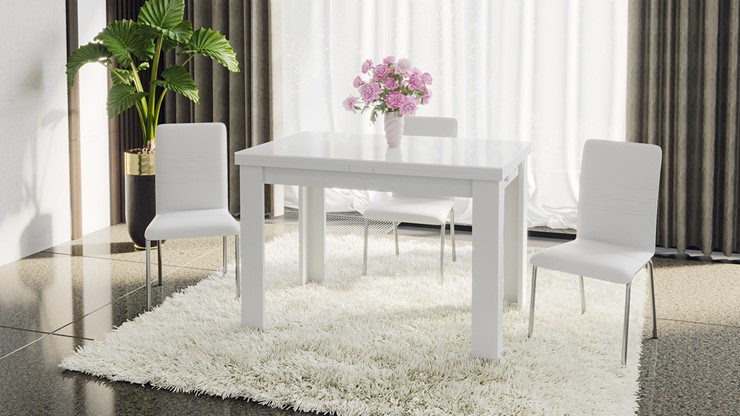 Кухонный стол раздвижной Норман тип 1, цвет Белый/Стекло белый глянец в Ишиме - изображение 4