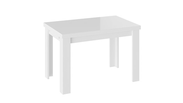 Кухонный стол раздвижной Норман тип 1, цвет Белый/Стекло белый глянец в Тюмени - изображение