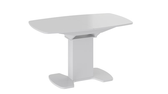 Обеденный раздвижной стол Портофино (СМ(ТД)-105.02.11(1)), цвет Белый глянец/Стекло белое в Ишиме - изображение