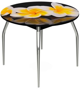Кухонный раздвижной стол Ривьера - Круг, ноги метал. крашеные №24, ФП (Цветы №11) в Тюмени