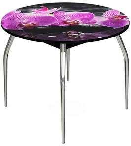 Раздвижной стол Ривьера - Круг, ноги метал. крашеные №24, ФП (Цветы №30) в Тюмени
