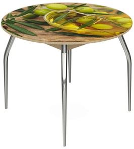 Кухонный стол раздвижной Ривьера - Круг, ноги метал. крашеные №24, ФП (Дерево №18) в Тюмени