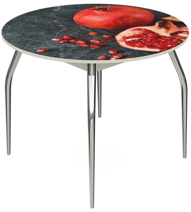 Кухонный стол раскладной Ривьера - Круг, ноги метал. крашеные №24, ФП (Фрукты №31) в Тюмени - изображение