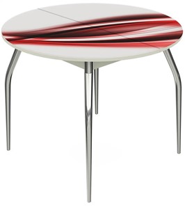 Кухонный раздвижной стол Ривьера - Круг, ноги метал. крашеные №24, ФП (Текстура №50) в Тюмени