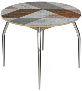 Кухонный стол раскладной Ривьера - Круг, ноги метал. крашеные №24, ФП (Текстура №57) в Тюмени