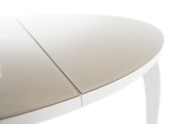 Кухонный стол раздвижной Ривьера исп. круг хром №5 (стекло капучино/белый) в Тюмени - изображение 6