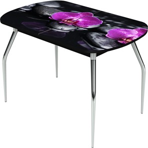 Обеденный раздвижной стол Ривьера исп.1 ноги метал. крашеные №24 Фотопечать (Цветы №14) в Тюмени