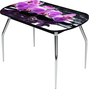 Обеденный раздвижной стол Ривьера исп.1 ноги метал. крашеные №24 Фотопечать (Цветы №30) в Тюмени