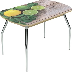 Кухонный стол раскладной Ривьера исп.1 ноги метал. крашеные №24 Фотопечать (Фрукты №33) в Тюмени