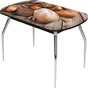 Кухонный стол раскладной Ривьера исп.1 ноги метал. крашеные №24 Фотопечать (Хлеб №1) в Тюмени