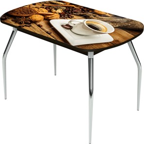 Обеденный раздвижной стол Ривьера исп.1 ноги метал. крашеные №24 Фотопечать (Кофе №11) в Тюмени