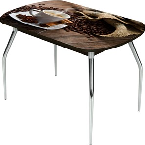 Обеденный раздвижной стол Ривьера исп.1 ноги метал. крашеные №24 Фотопечать (Кофе №22) в Тюмени