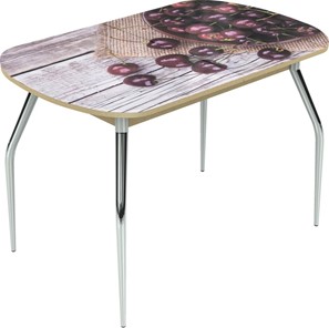 Кухонный стол раскладной Ривьера исп.2 ноги  хром. №5 Фотопечать (Фрукты №29) в Тюмени