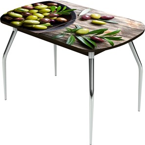 Кухонный стол раскладной Ривьера исп.2 ноги метал. крашеные №24 Фотопечать (Дерево №17) в Тюмени