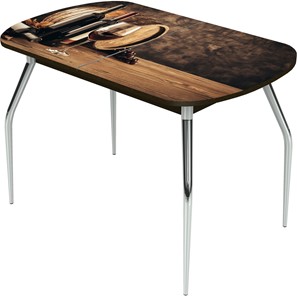 Обеденный раздвижной стол Ривьера исп.2 ноги метал. крашеные №24 Фотопечать (Дерево №21) в Тюмени