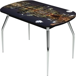 Обеденный раздвижной стол Ривьера исп.2 ноги метал. крашеные №24 Фотопечать (Города №8) в Тюмени