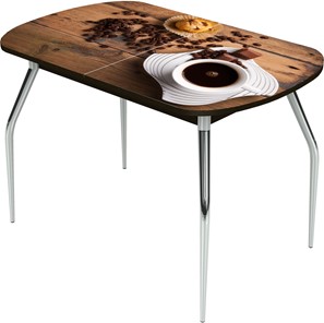 Обеденный раздвижной стол Ривьера исп.2 ноги метал. крашеные №24 Фотопечать (Кофе №14) в Тюмени