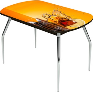 Кухонный стол раскладной Ривьера исп.2 ноги метал. крашеные №24 Фотопечать (Кофе №15) в Тюмени