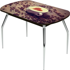 Обеденный раздвижной стол Ривьера исп.2 ноги метал. крашеные №24 Фотопечать (Кофе №20) в Тюмени