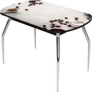 Кухонный стол раскладной Ривьера исп.2 ноги метал. крашеные №24 Фотопечать (Кофе №27) в Тюмени