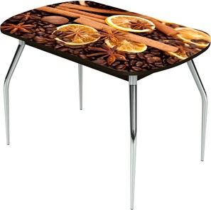 Обеденный раздвижной стол Ривьера исп.2 ноги метал. крашеные №24 Фотопечать (Кофе №28) в Тюмени