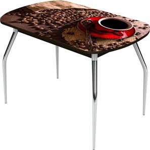 Кухонный стол раскладной Ривьера исп.2 ноги метал. крашеные №24 Фотопечать (Кофе №4) в Тюмени