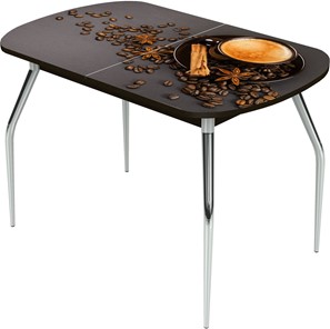 Обеденный раздвижной стол Ривьера исп.2 ноги метал. крашеные №24 Фотопечать (Кофе №5) в Тюмени