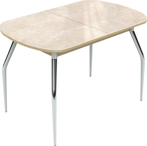 Кухонный стол раздвижной Ривьера исп.2 ноги метал. крашеные №24 Фотопечать (Мрамор №6) в Тюмени