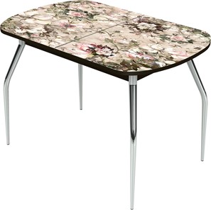 Кухонный стол раскладной Ривьера исп.2 ноги метал. крашеные №24 Фотопечать (Текстура №30) в Тюмени