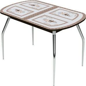 Обеденный раздвижной стол Ривьера исп.2 ноги метал. крашеные №24 Фотопечать (Текстура №37) в Тюмени