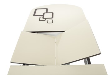 Кухонный стол раздвижной Ривьера мини дерево №1, Рисунок квадро (стекло белое/черный/белый) в Тюмени - предосмотр 4