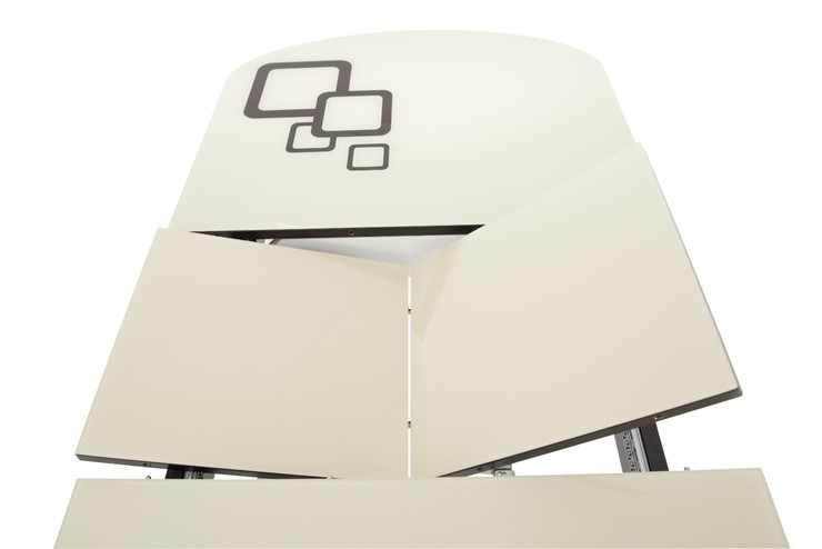 Кухонный раскладной стол Ривьера мини дерево №1, Рисунок квадро (стекло коричневое/молочный/дуб выбеленный) в Тюмени - изображение 4