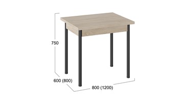 Кухонный раскладной стол Родос тип 2 с опорой d40 (Черный муар/Дуб Сонома) в Ишиме - предосмотр 2