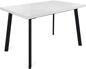 Кухонный стол раздвижной Сальвадор-1G (ноги черные, стекло cristal/белый цемент) в Тюмени