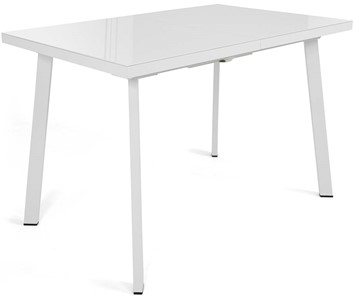 Маленький стол Сальвадор-1G (ноги белые, стекло cristal/белый цемент) в Заводоуковске