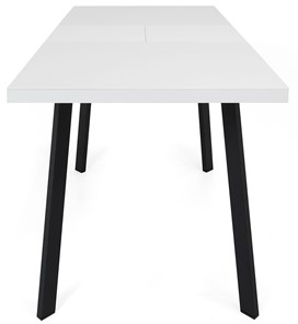 Обеденный раздвижной стол Сальвадор-2G (ноги черные, стекло cristal/белый цемент) в Тюмени - предосмотр 5