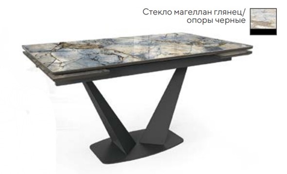 Раздвижной стол SFV 140, стекло магеллан глянец/ножки черные в Заводоуковске - изображение