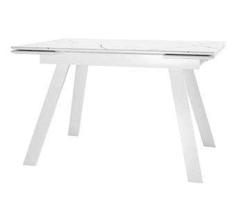 Кухонный раскладной стол SKL 140, керамика белый мрамор/подстолье белое/ножки белые в Тюмени - предосмотр 1