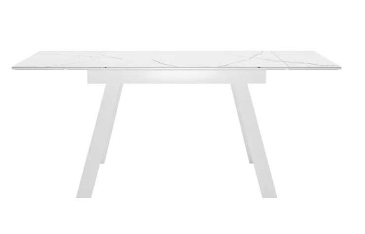 Кухонный раскладной стол SKL 140, керамика белый мрамор/подстолье белое/ножки белые в Заводоуковске - изображение 2