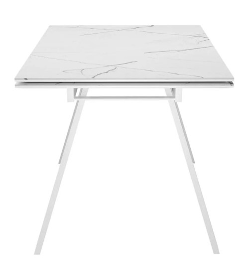 Кухонный раскладной стол SKL 140, керамика белый мрамор/подстолье белое/ножки белые в Заводоуковске - изображение 3