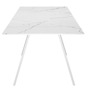 Кухонный раскладной стол SKL 140, керамика белый мрамор/подстолье белое/ножки белые в Тюмени - предосмотр 4