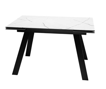Кухонный стол раскладной SKL 140, керамика белый мрамор/подстолье черное/ножки черные в Тюмени - предосмотр