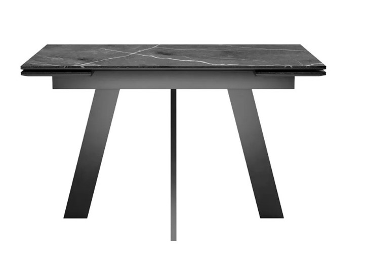 Кухонный раздвижной стол SKM 120, керамика черный мрамор/подстолье черное/ножки черные в Заводоуковске - изображение 2