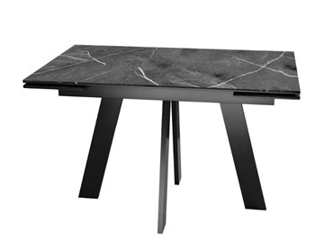 Кухонный раздвижной стол SKM 120, керамика черный мрамор/подстолье черное/ножки черные в Ишиме